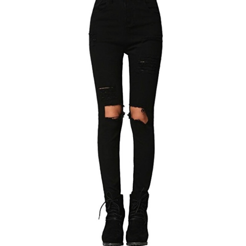 •Highwaisted ripped skinny jean•